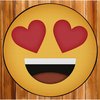 Deerlux Emoji Style Round Funny Smiley Face Kids Area Rug, Heart Eyes Emoji Rug, 24 x 24 QI003869.XS